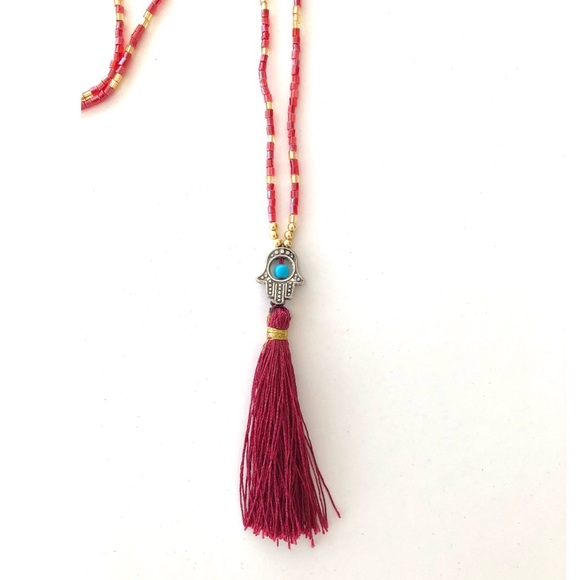 Hamsa beaded Necklace - Picture 2 of 3